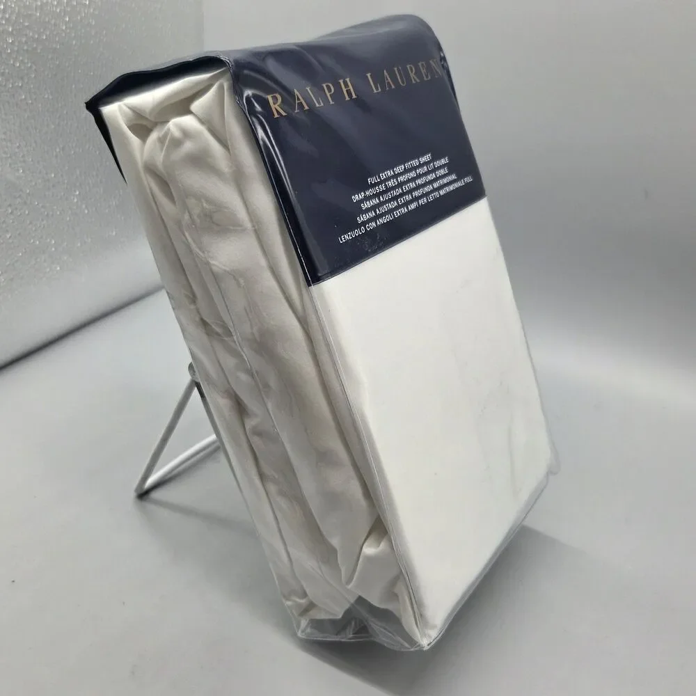 RALPH LAUREN  FULL EXTRA DEEP   FITTED SHEET 464 White  100% Cotton Percale NEW